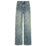 Snake Print Straight Leg Jeans