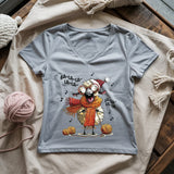 Fa-la-la Knitting Sheep Lady V-neck