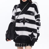 Star Girl Fuzzy Striped Sweater