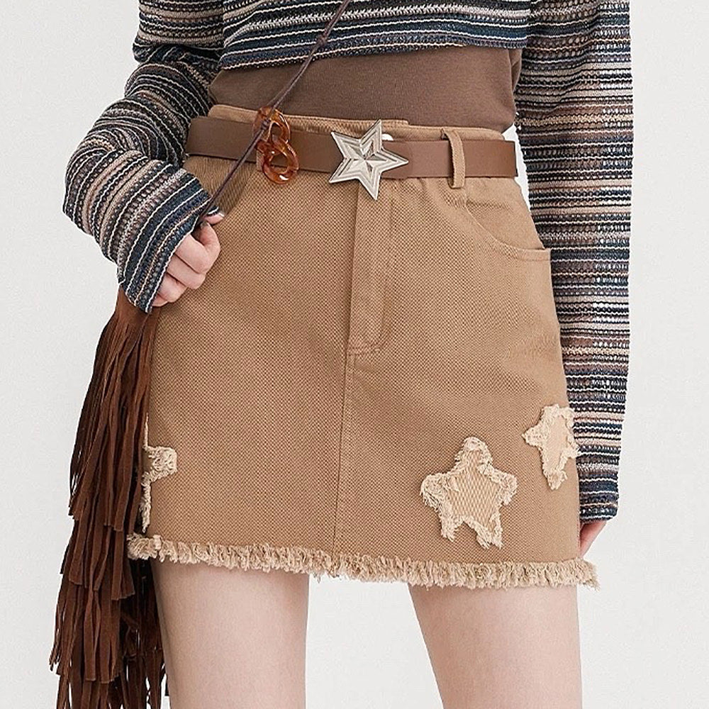 Star Patch Aesthetic Mini Skirt
