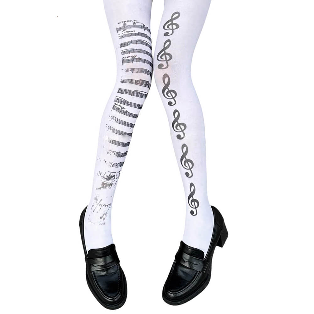 Treble Clef Print Tights