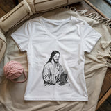 Jesus Crochet Lady V-neck
