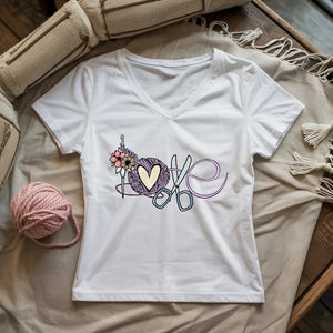 Love Crocheting Lady V-neck