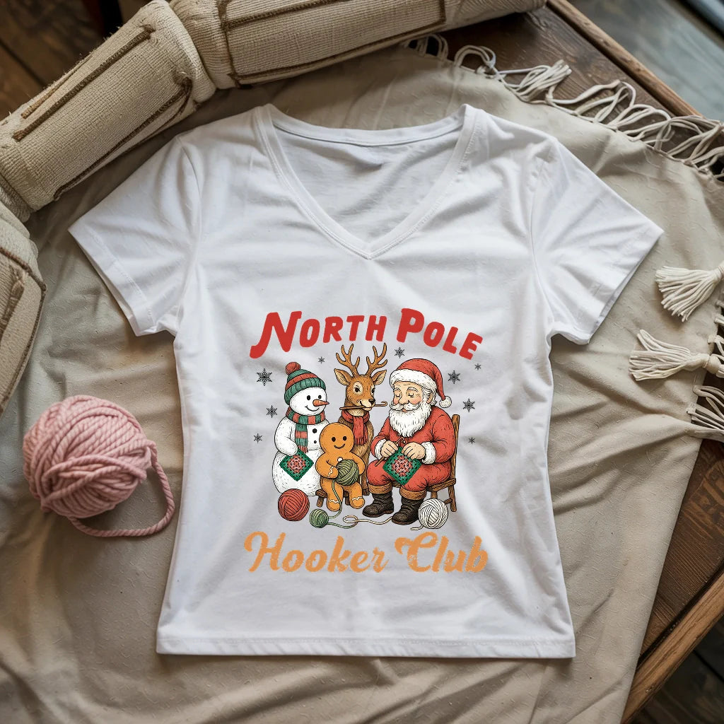North Pole Crochet Club Lady V-neck