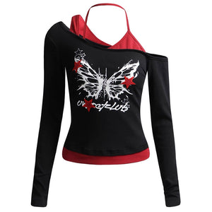 Y2K Butterfly Layered Top