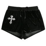 Y2K Cross Rhinestone Shorts