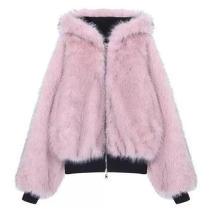 Y2K Fur-Lined Zip-Up Jacket