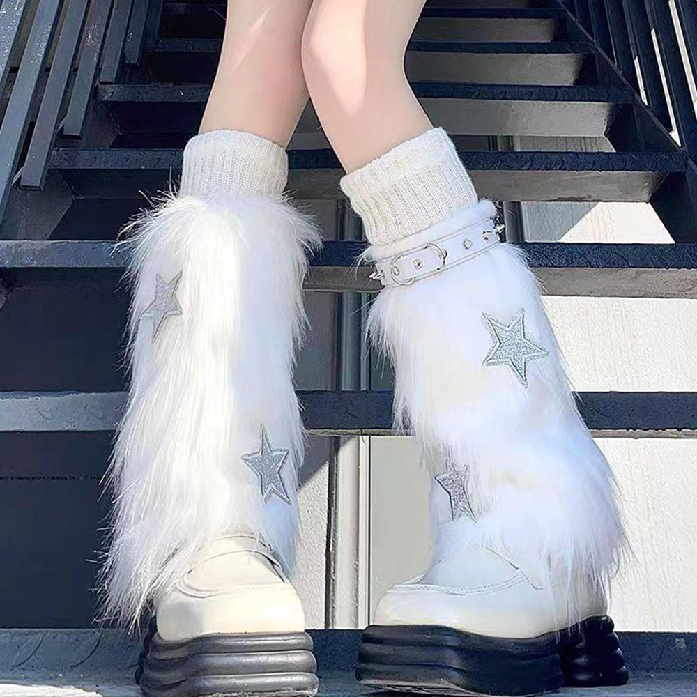 Y2K Star Fuzzy Leg Warmers