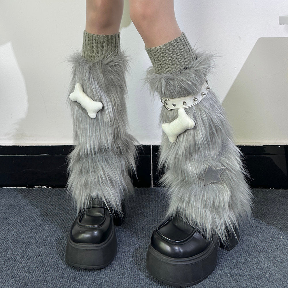 Y2K Star Fuzzy Leg Warmers