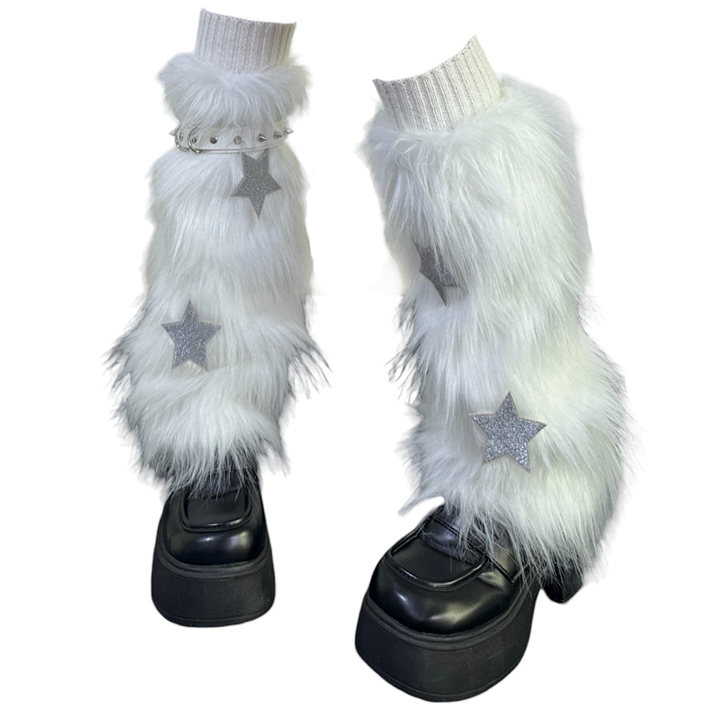 Y2K Star Fuzzy Leg Warmers
